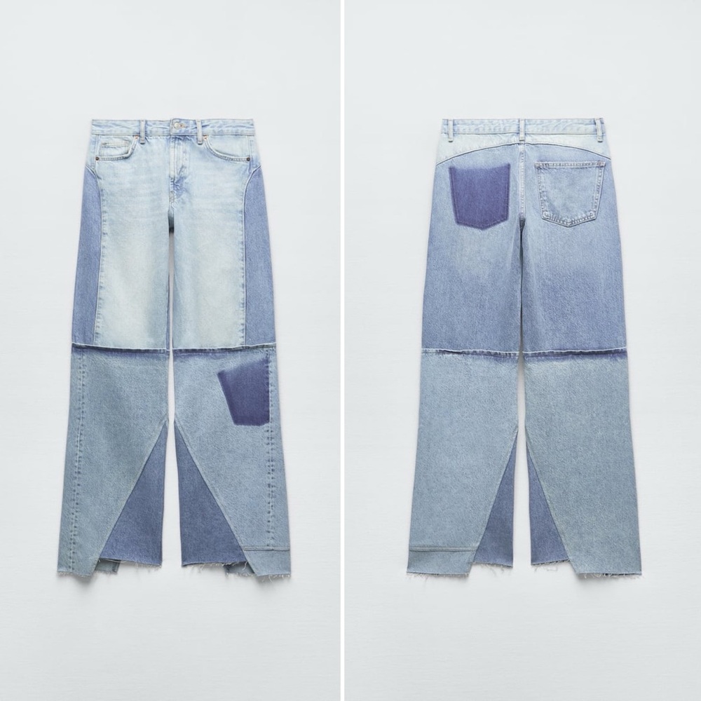 Zara Boyfriend Patchwork Low-Rise TRF Jeans